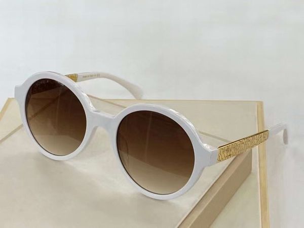 

gold white round sunglasses brown gradient lens 52mm sonnenbrille fashion women glasses gafas de sol with box, White;black
