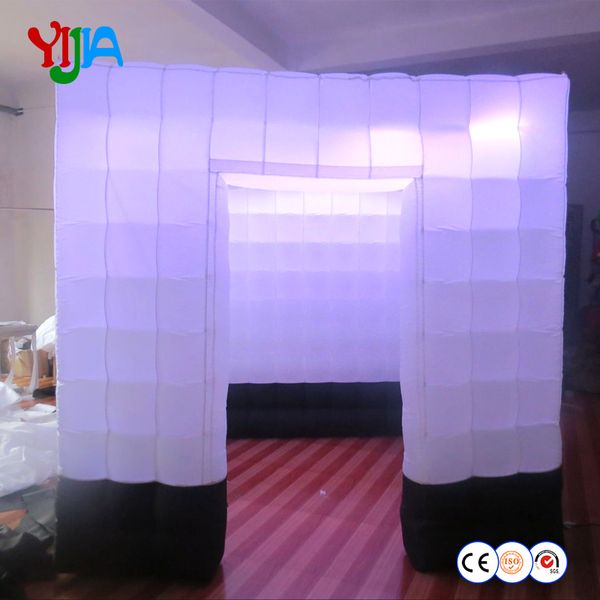 

white and 2 black rows at bottom inflatable p booth with led strip at the used wedding party dj p booth for sale