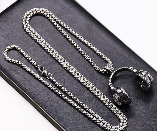 

personalized titanium steel men's necklace fashion earphone2020 pendant necklace hip hop rap style men's jewelry necklace ing, Silver