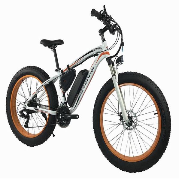 

26 inch lithium battery snowmobile 48v10a pure electric endurance 21-speed transmission system disc brake aluminum alloy mountain bike, Silver;blue