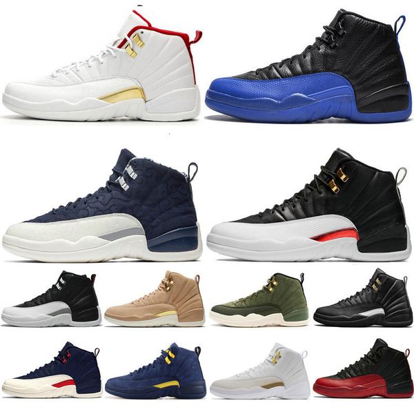

2019 jumpman 12s winterized wntr gym red michigan mens basketball shoes the master flu game taxi 12 sports sneakers designer trainers 7-13, Black
