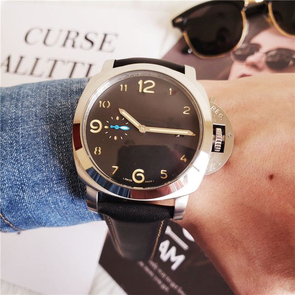 

men fashion sport watch stainless steel automatic movement mechanical leather strap designer watches male gift quality clock, Slivery;brown