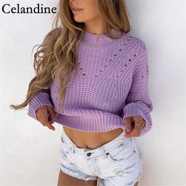 

celandine fashion women knitted pullover long sleeve sweater o neck casual cropped sweater jumpers autumn winter 2020, White;black