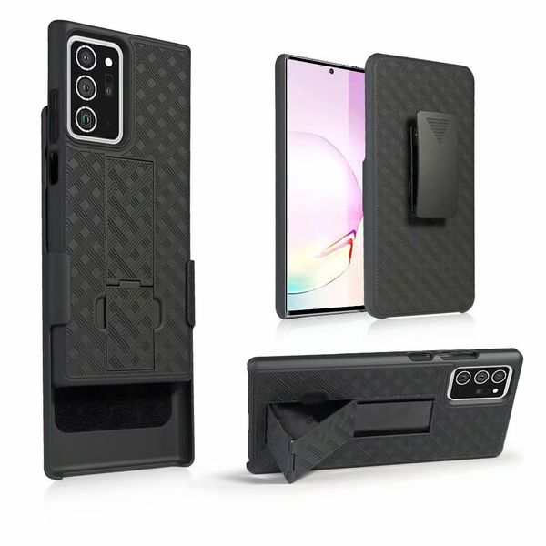 Tissé 2 en 1 Hybrid Hard Shell Holster Combo Case Kickstand Ceinture Clip Pour Samsung Galaxy Note 20 Ultra S20 Ultra S10 PLUS 5G S10E S9 PLUS