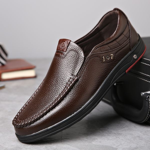 

genuine leather men dress shoes canvas 2020 new formal shoes men casual business male oxford formal slip on hx-232, Black