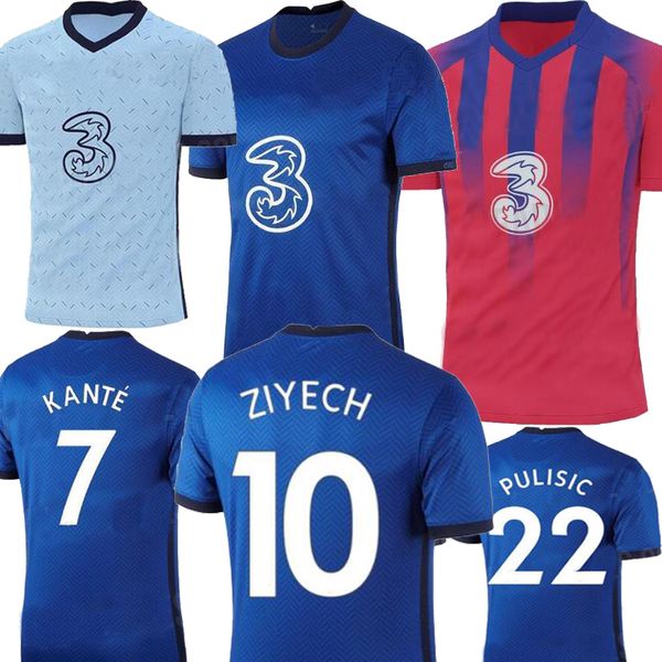 

size s-2xl 2021 ziyech werner pulisic kante abraham mount ziyech home blue away red mens soccer jerseys werner ziyech football shirts 20 21, Black;yellow