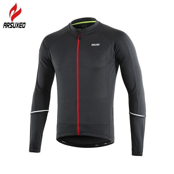 

arsuxeo men's cycling jersey 2020 long sleeve reflective road mountain bike shirts bicycle clothing mtb downhill jerseys, Black;red