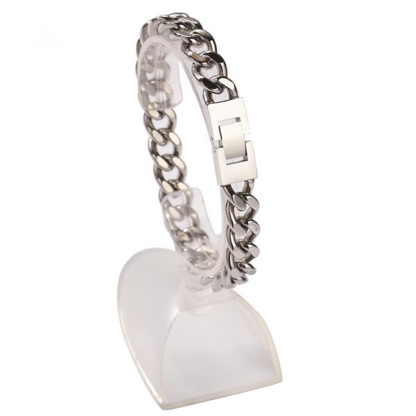 

hip hop stainless steel cuban bracelet chao man's stays fast simplicity, Black