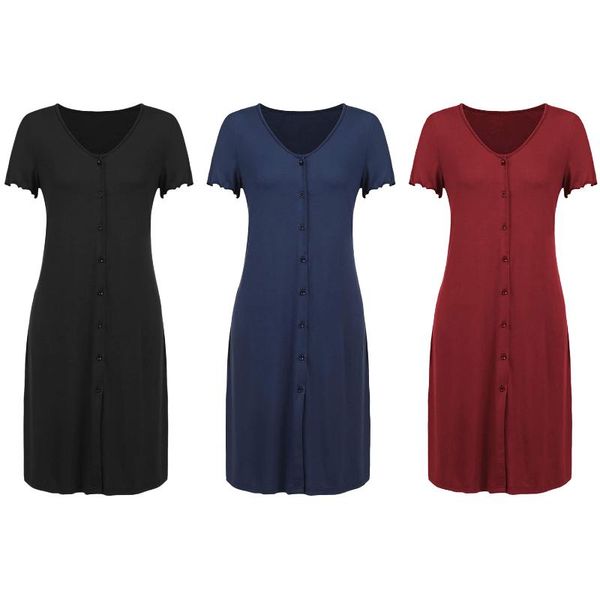 

женская кормление пижамы для беременных платье с коротким рукавом для кормящих грудью младенцев nightdress беременность платье, White