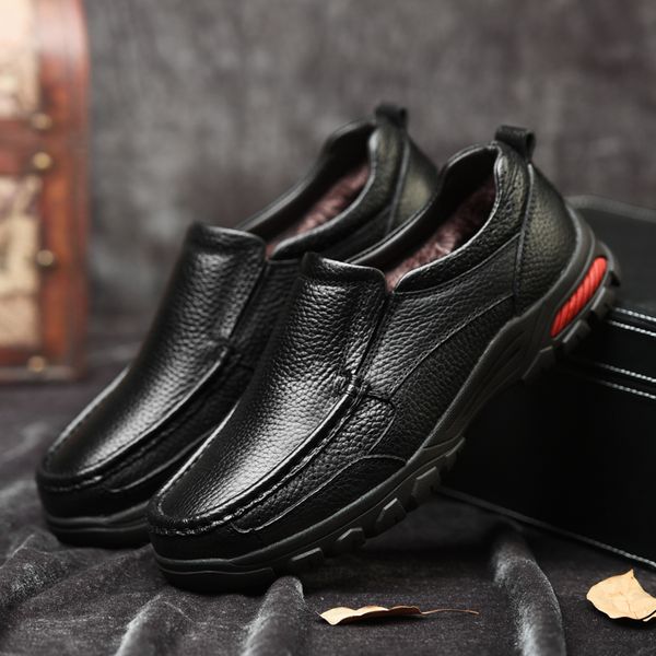 

men shoes 2020 slip on genuine leather loafers breathable moccasins fashion casual man shoes flat male footwear driving, Black