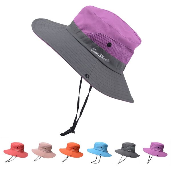 

fishing hat sun uv protection upf 50+ sun hat bucket summer men women large wide brim bob hiking outdoor with chain strap, Blue;gray