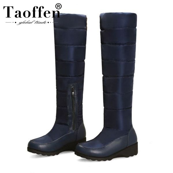 

taoffen 2020 new winter warm knee high boots casual keep warm brand snow boots fashion shoes woman footwear size 33-43, Black
