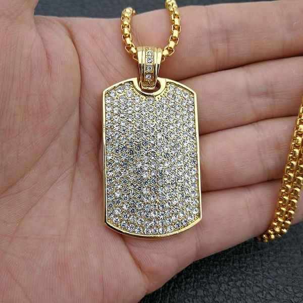 

stainless steel men iced out gold card bar necklace gangsta hip hop chain bling bank bar pendant dog tag necklace male, Silver