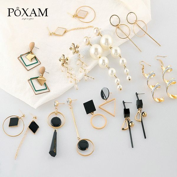 

poxam summer korean geometric vintage earrings for women fashion statement acrylic gold simple drop dangle earring 2020 jewelry, Silver