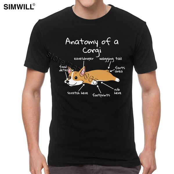 

funny anatomy of a corgi t shirt men cute kawaii pet dog tshirt short sleeve streetwear leisure tee fashion lovely oversize
