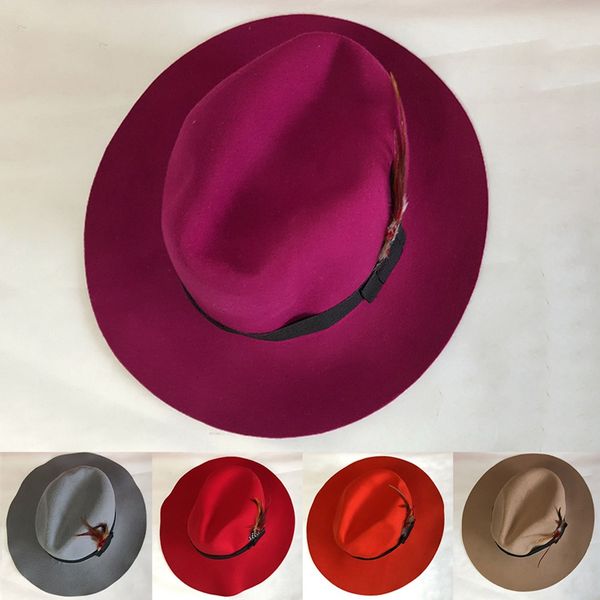 

2020 new british style wool women's hat for lady woolen feather headband jazz cap, Blue;gray