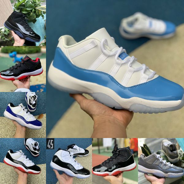 

2020 concord 45 11 11s mens basketball shoes for men platinum tint cap and gown rose gamma blue bred women sport sneakers, Black