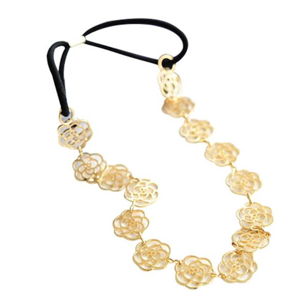 

gold color flower design headband romantic rose hairband for women korean style hair accessories tiara wholesale, Golden;silver