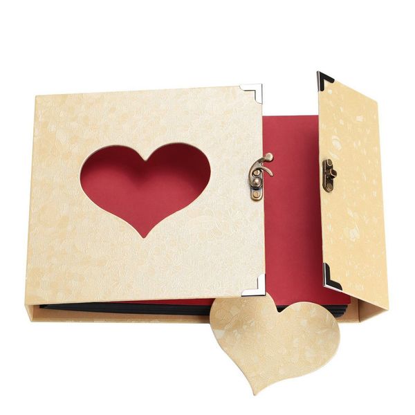 

10inch diy scrapbook альбом фотографического black pages gift box love heart