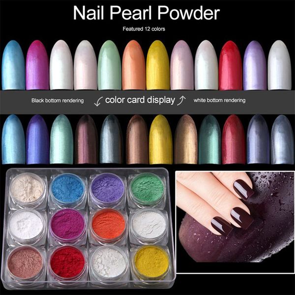 

12boxes/set 12 colors holographic nail powder nail manicure for nails art chrome pigment diy decorations tools