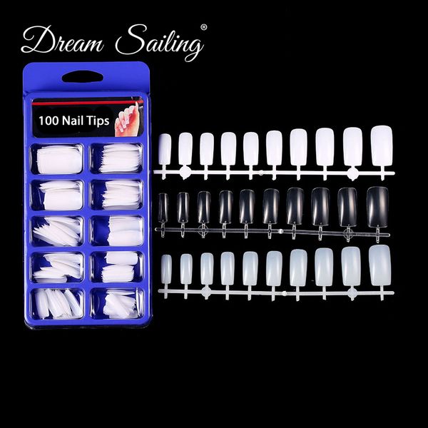 

100/500pcs acrylic false nail fake nail art fingernail oval professional full french half false tips art polish gel, Red;gold