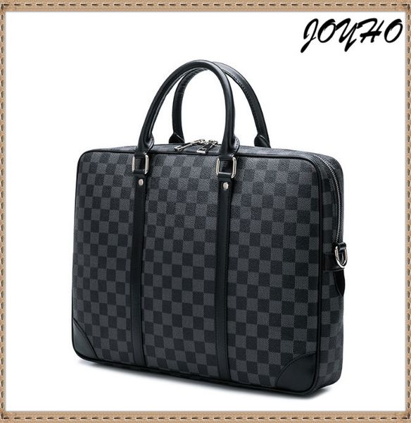 

men women classic plaid briefcase bags lapbusiness bag large capacity handbags travel bag leather office shoulder bags tote