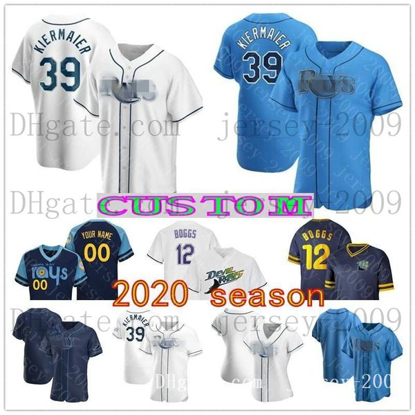 

tampa bay 2020 rays baseball jersey 39 kevin kiermaier 11 hunter renfroe 2 yandy diaz 25 yoshitomo tsutsugo 40 jose martinez wade boggs 09, Blue;black