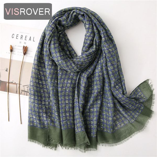 

visrover 2020 green dot printing viscose summer scarf woman fashion blue dot wraps green spring shawls hijab gift wholesales, Blue;gray