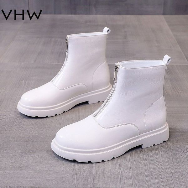 

women combat boots 2020 autumn platform gothic shoes fashion front zipper white black ankle boots
