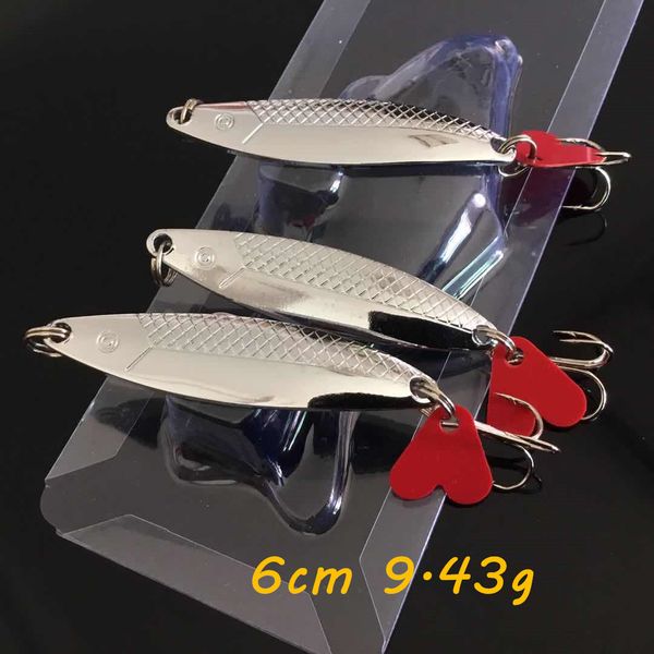 

10pcs/lot vib spoons metal baits & lures silver 60mm 9.43g 6# fishing hooks wa_48