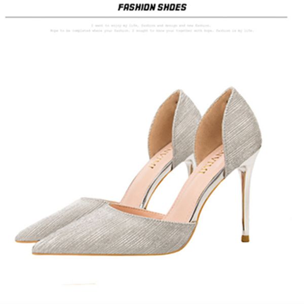 

big size 34-41 nubuck leather sandals party dress high heel women shoes side hollow female pointed toe pumps, Black