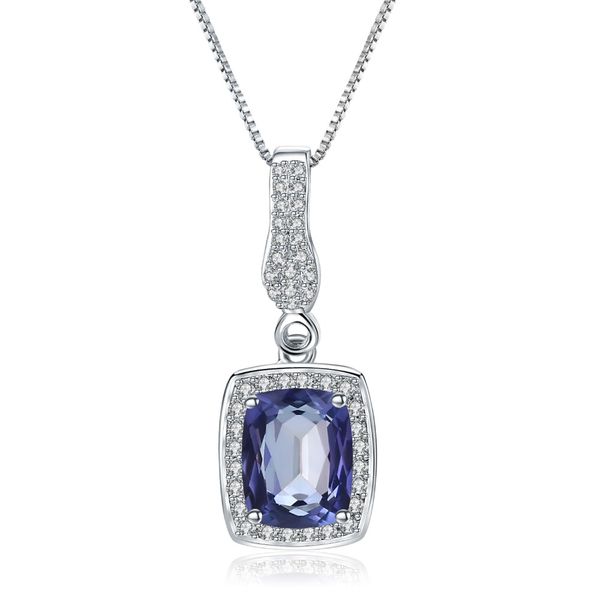 

gems ballet 3.66ct natural iolite blue mystic quartz gemstone pendant necklace womens classic 925 sterling silver fine jewelry