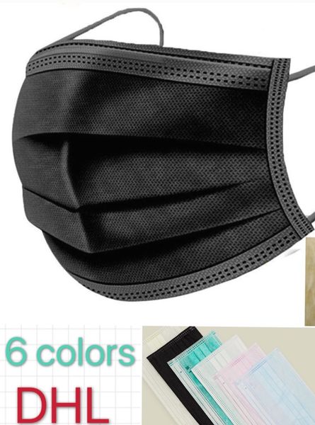

Designer Facemask Fashion face Mask Black 3 layers Disposable Mask 5 colors Protective Face shield Mouth DHL ship in 24 hours