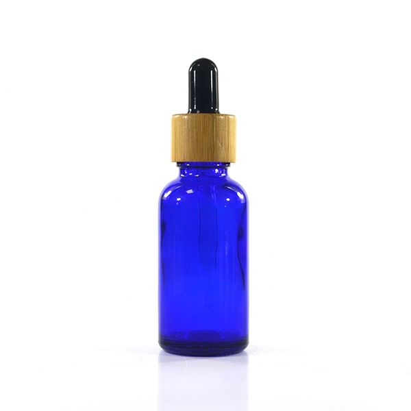 30ml Atacado óleo essencial de garrafa vazia âmbar clara 30ml verde azul por e frasco conta-gotas líquido Com Bambu Tampas