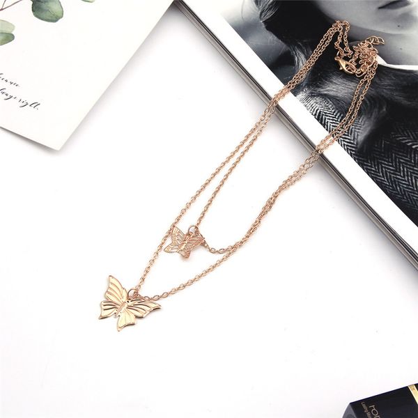 

fashion butterfly pendant necklace choker butterfly bijoux gold silver color clavicle chain necklaces for women girls jewelry