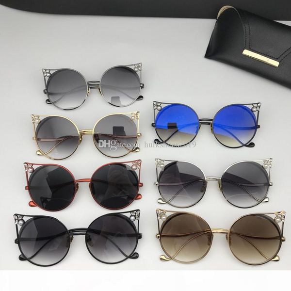 

cat eye sunglasses women brand designer glass metal with pearl vintage gradient retro cateye sun glasses female eyewear uv400, White;black