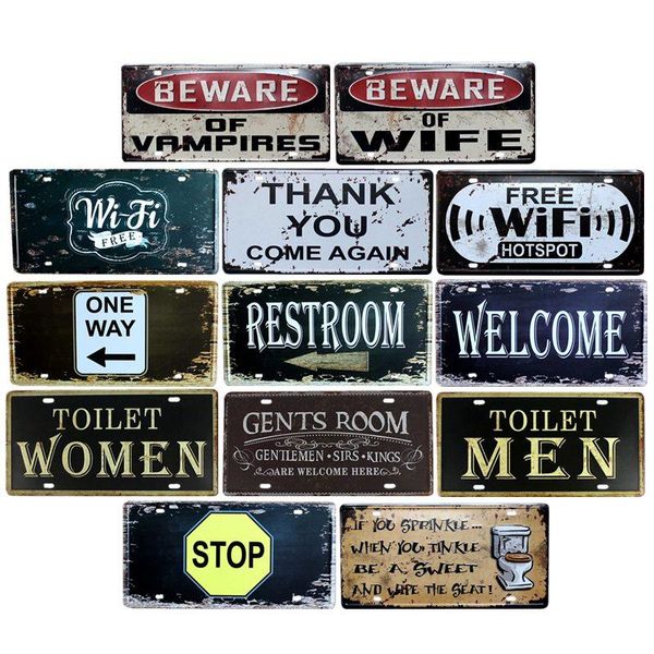 

sign bar decor wifi plaque vintage pub open signs 15x30cm plates wall decorative toilet club metal home yhigl