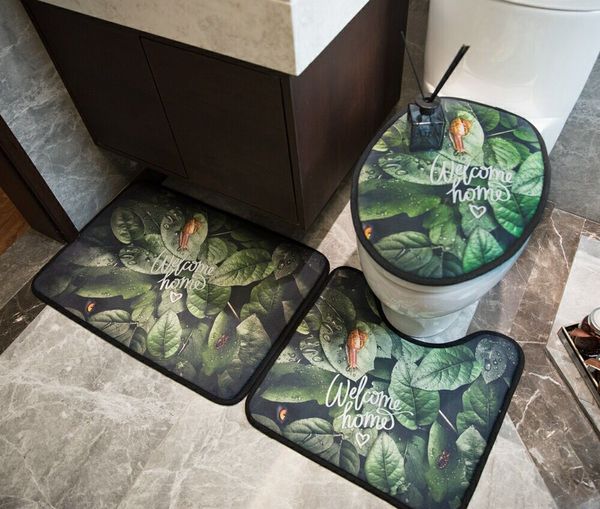 

2020 new bathroom sets rugs 3d pattern green rug fashion rugs door mat wholesale