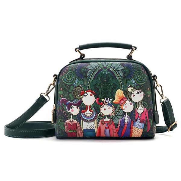 

2020 new Women Korean fashion forest cartoon printing Messenger bag shoulder bag small square bag creative printing handbag