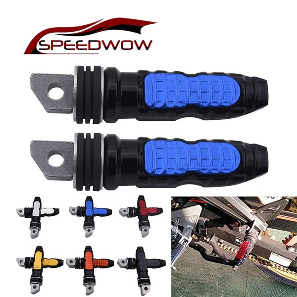 

speedwow universal 2pcs motorcycle rear passenger foot pegs pedals footrest scooter foot-peg motorbike pedal aluminum