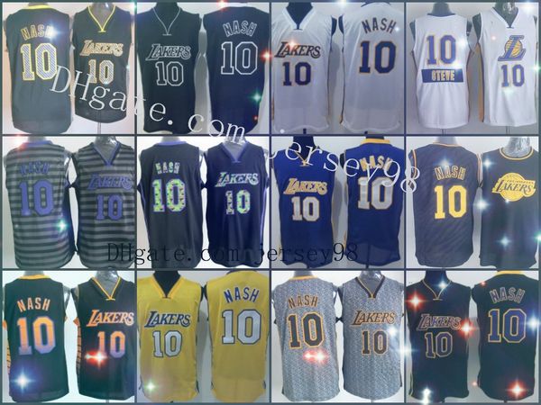 

los angeles laker men 10 nash red retro basketball jersey, Black