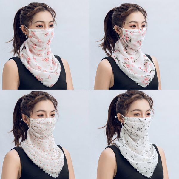

ice silk sunscreen triangle scarf printing riding half face mask mask breathables multifunctional magic#790, Black