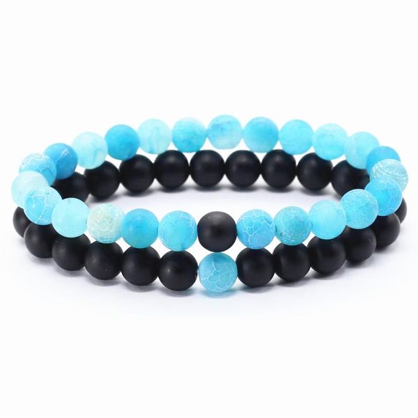 

beaded, strands light blue volcanic tiger eye green white stone men beaded bracelet women homme jewelry accesorios y 2 pcs/set, Black