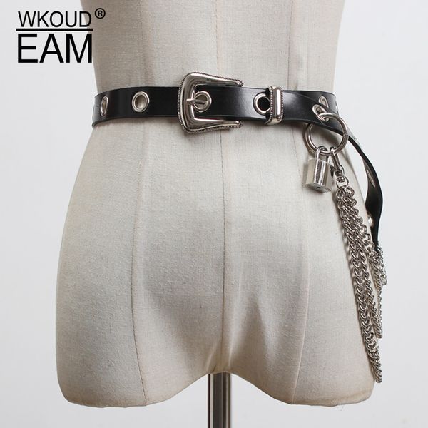 

wkoud eam 2020 новый пряжки металла фиксатор головки кожаный пояс женщин панк pu кожаный корсет пояс широкий waistband tide pf122, Black;brown
