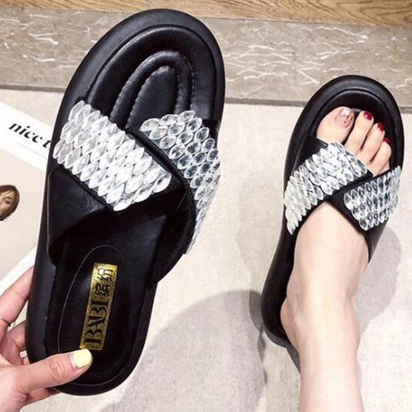 

women slippers home slippers summer women shoes platform bath fashion rhinestones beach flip flops kl401, Black