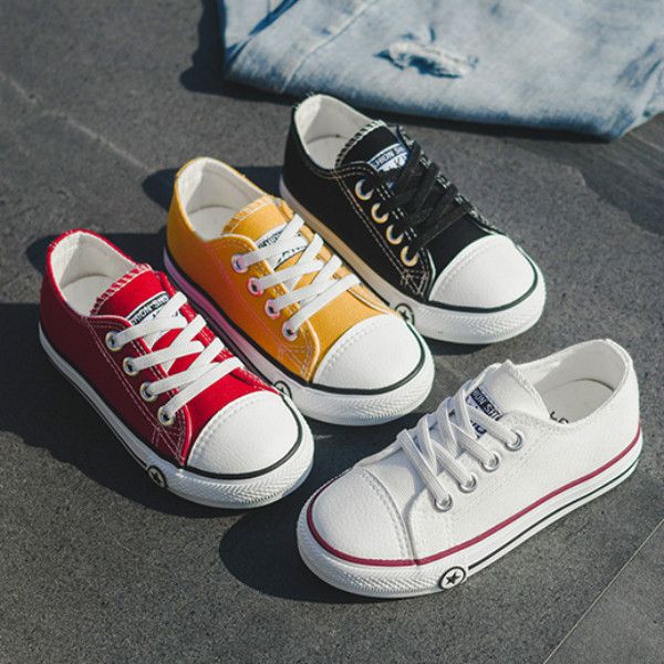 

kids shoes fashion low-cut boys girls solid color canvas shoes 2020 children casual slip-on flat shoes baby sneakers, Black;grey