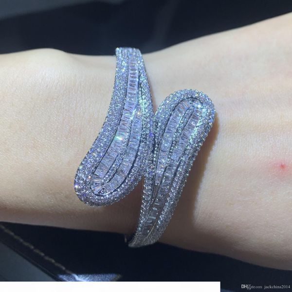 

lucky bangle shinning selling new deluxe jewelry 925 sterling silver fill t shape white z cz diamond wedding braclet for women gift, Black