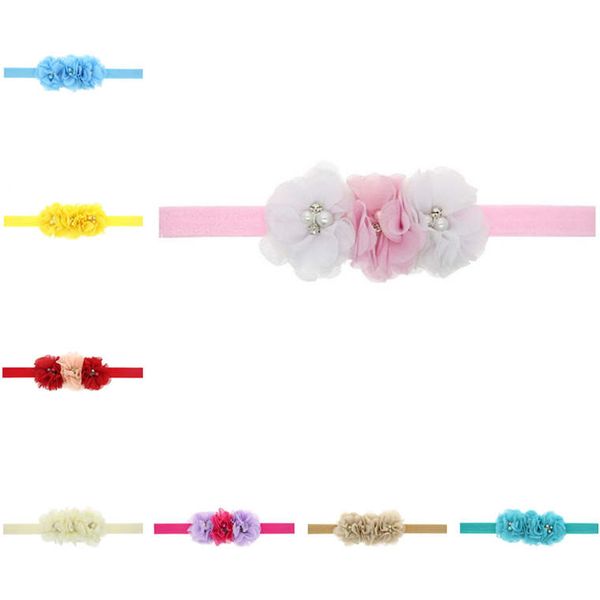 

epecket dhl three handmade pearl rhinestone chiffon flower baby headband datg082 hair jewelry headbands, Silver