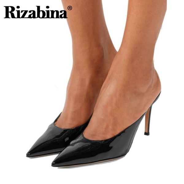 

rizabina size 35-45 woman high heel sandals pointed toe thin heel woman shoes party nigh club shoes footwear, Black