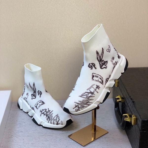 

роскошные мода повседневная обувь носки speed ​​trainer черный мода письмо вязание носки сапоги худые ноги тренер кроссовки отпуск размер 38, Black